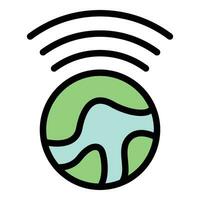 Global wifi system icon vector flat
