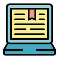 Laptop book icon vector flat