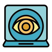 Laptop eye care icon vector flat