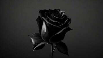 Black rose on a black background. close-up ai generated photo