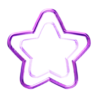 Y2K star purple sticker element with chrome effect png