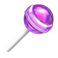 Y2K lollipop candy purple sticker element with chrome effect png