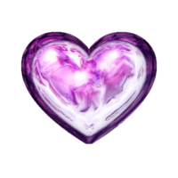 y2k hart Purper sticker element met chroom effect png