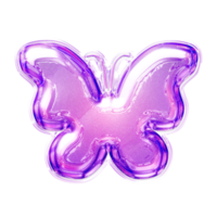 Y2K butterfly purple sticker element with chrome effect png