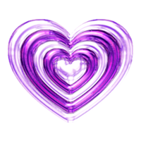 Y2K heart purple sticker element with chrome effect png
