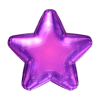 Y2K star purple sticker element with chrome effect 28142417 PNG