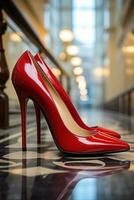 A stylish pair of red stilettos symbolizing the glamour and excitement of September Fashion Week Events photo