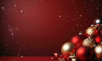 christmas background with red and gold balls . AI Generated photo