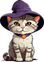 Cute Halloween Cat Illustration with AI Generative png