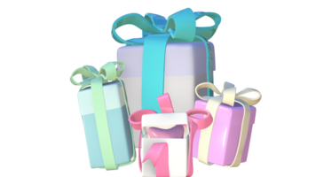 three gift boxes with bows on a transparent background png