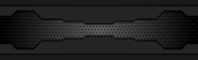 Black technology abstract banner with perforated texture vector
