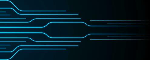 Glowing blue neon circuit board lines background vector