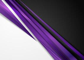 Black and white background with glossy violet stripes vector