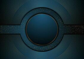 Dark blue and golden abstract tech geometric background vector