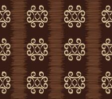 Ethnic Ikat fabric pattern geometric style.African Ikat embroidery brown Ethnic oriental pattern brown background. Abstract,vector,illustration.Texture,wallpaper,frame,decoration,carpet,motif. vector