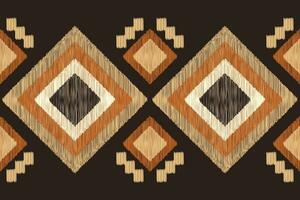 Ethnic Ikat fabric pattern geometric style.African Ikat embroidery brown Ethnic oriental pattern brown background. Abstract,vector,illustration.Texture,wallpaper,frame,decoration,carpet,motif. vector