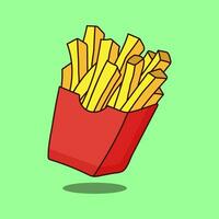 French fries in paper box, isolated. vector