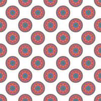 Seamless geometrical pattern with round floral mandalas. vector