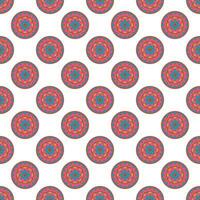 Seamless geometrical pattern with round floral mandalas. vector