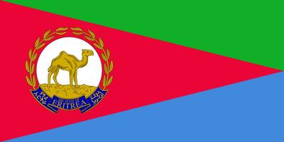 The official current flag and coat of arms of State of State of Eritrea. State flag of Eritrea. Illustration. photo