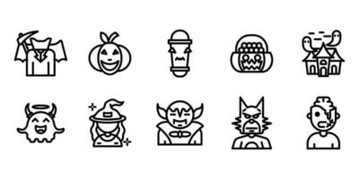 Set outline Halloween icon design on white background suitable for celebration, festival and party on halloween day. Vector design