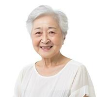 Happy asian old woman isolated photo