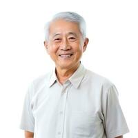 Happy asian old man isolated photo
