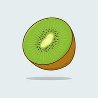 Half Of Fresh Kiwi Cartoon Vector Illustration. Kiwi Flat Icon Outline