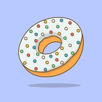 Donut Cartoon Vector Illustration. Colorful Donut Flat Icon Outline