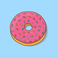 Donut Cartoon Vector Illustration. Glossy Donut Flat Icon Outline