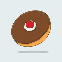 Donut Cartoon Vector Illustration. Tasty Donut Flat Icon Outline