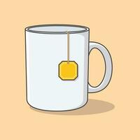 Cup Of Tea Cartoon Vector Illustration. Tea Cup Flat Icon Outline