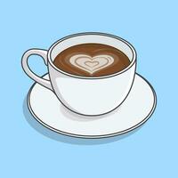 Cup Of Coffee Cartoon Vector Illustration. Coffee Cup Flat Icon Outline