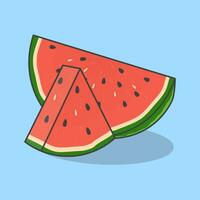 Slice Of Watermelon Cartoon Vector Illustration. Fresh Watermelon Flat Icon Outline