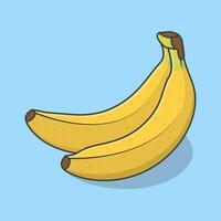 Bunch Of Bananas Cartoon Vector Illustration. Fresh Banana Fruit Flat Icon Outline