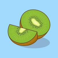 Slice Of Kiwi Cartoon Vector Illustration. Fresh Kiwi Fruit Flat Icon Outline