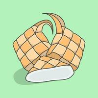 ketupat dibujos animados vector ilustración. eid Alabama fitr ketupat comida plano icono contorno