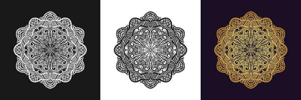 Decorative mandala and pattern for Mehndi, wedding, tattoo, islam, indian, arabic. Outline mandalas coloring book page. vector