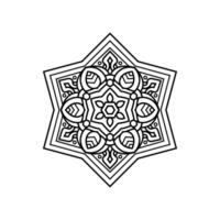 Decorative mandala and pattern for Mehndi, wedding, tattoo, islam, indian, arabic. Outline mandalas coloring book page. vector