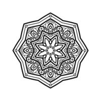 Decorative mandala and pattern for Mehndi, wedding, tattoo, islam, indian, arabic. Outline mandalas coloring book page. vector