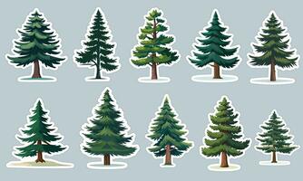 Panoramic pine tree sticker designs, perfect for decorating your laptop or water bottle vector