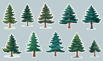 Panoramic pine tree sticker designs, perfect for decorating your laptop or water bottle vector