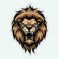 Lion face and head vector art sticker and logo template