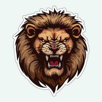 Lion face and head vector art sticker and logo template