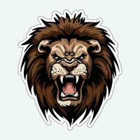 Lion face and head vector art sticker and logo template