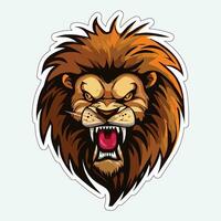 Lion face and head vector art sticker and logo template