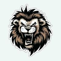 Lion face and head vector art sticker and logo template