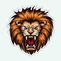 Lion face and head vector art sticker and logo template