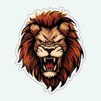 Lion face and head vector art sticker and logo template