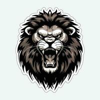 Lion face and head vector art sticker and logo template